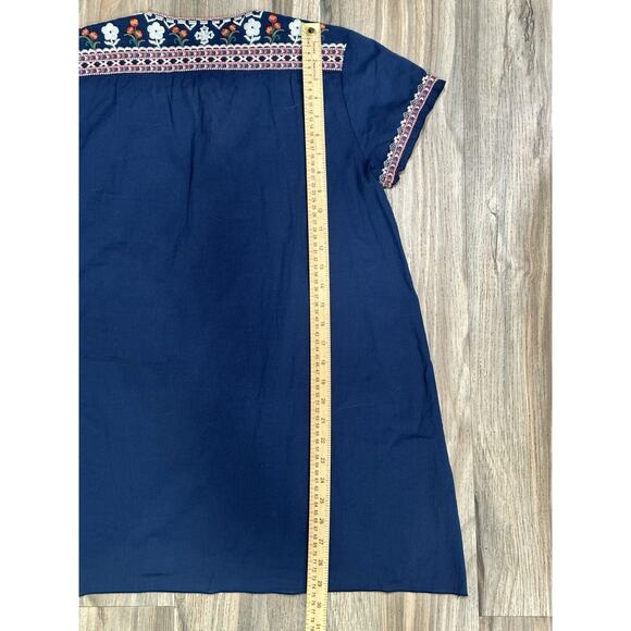 JOHNNY WAS Workshop Juliene Drape Top Voile TUNIC Navy Blue BOHO SM $205 NWT - Picture 9 of 12